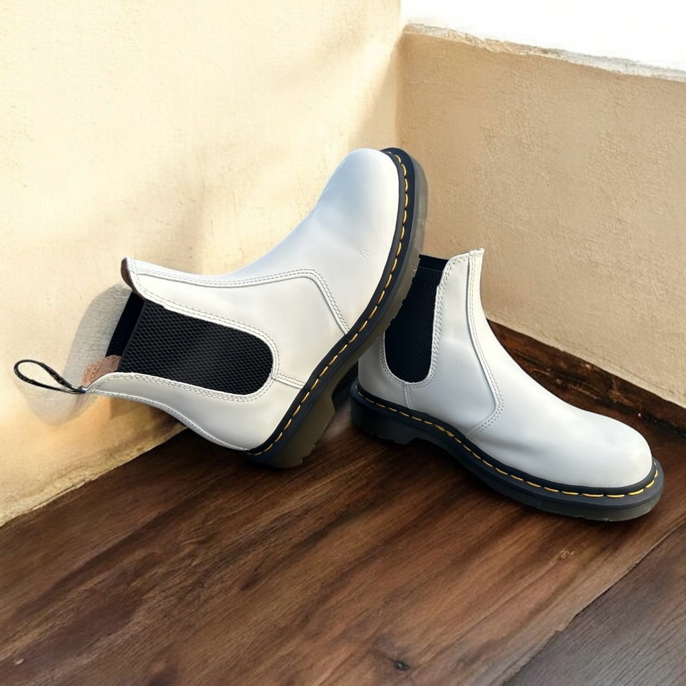 Dr. Martens Chelsea White Boots